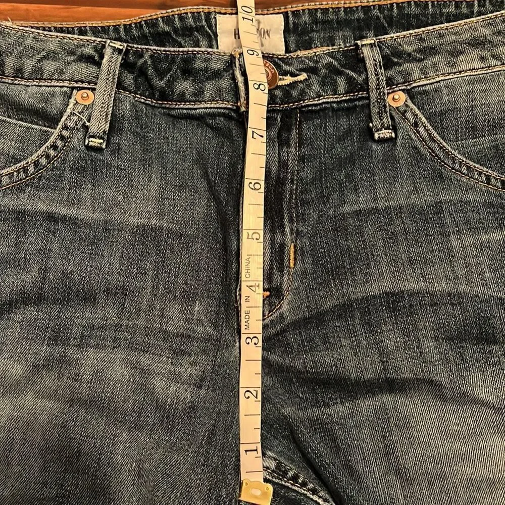 Hudson Cuffed Short Blue Denim Distressed Shorts Festival Concert Beach